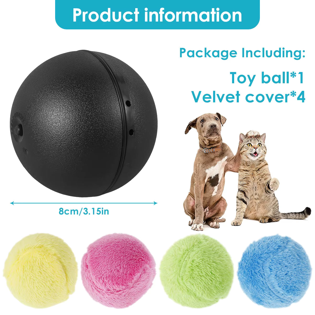 Cat Toy Balls – Interactive Electric Rolling & Squeaky Plush Balls